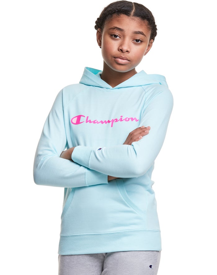 Sudadera Con Capucha Champion Niña - French Terry Script Logo ( Azules ) 7426031-DM